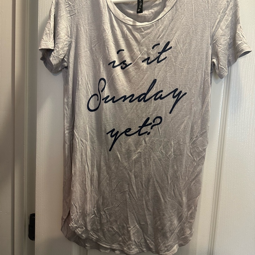 Gray T-Shirt with 'Is It Sunday Yet?' Print